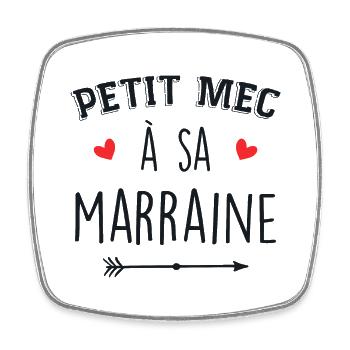 Little guy to his godmother - Square fridge magnet - white - Front
