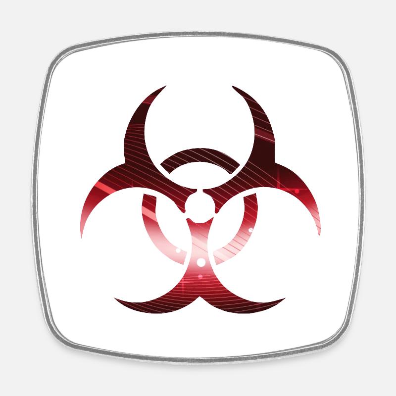 Biodanger rouge - Magnet carré - blanc
