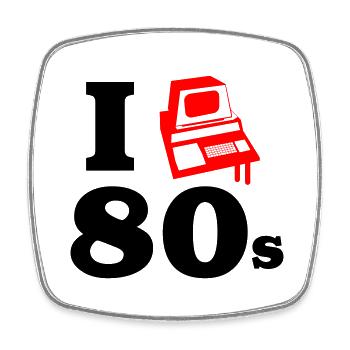 i love 80s | Retro-Computer - Viereckiger Kühlschrankmagnet - Weiß - Vorne