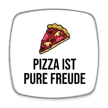 Pizza ist pure Freude - Viereckiger Kühlschrankmagnet - Weiß - Vorne