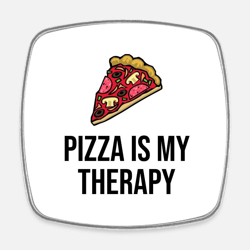 Pizza is my Therapy - Square fridge magnet - white