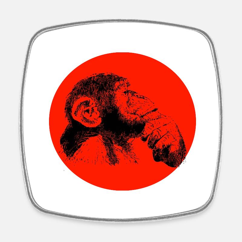 Think monkey chimpanzee - Square fridge magnet - white