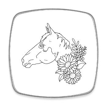 cheval - Magnet carré - blanc - Devant