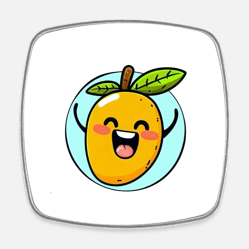 Cheerful mango - Square fridge magnet - white