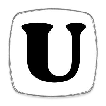 Buchstabe u - Viereckiger Kühlschrankmagnet - Weiß - Vorne