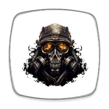 Gas Mask Soldier - Square fridge magnet - white - Front