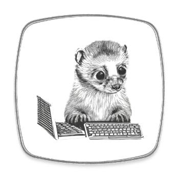 CUTE GEEK FERRET - Square fridge magnet - white - Front