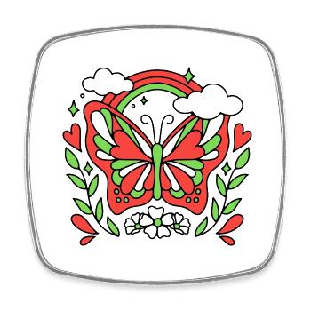 Papillon rétro - Magnet carré - blanc - Devant