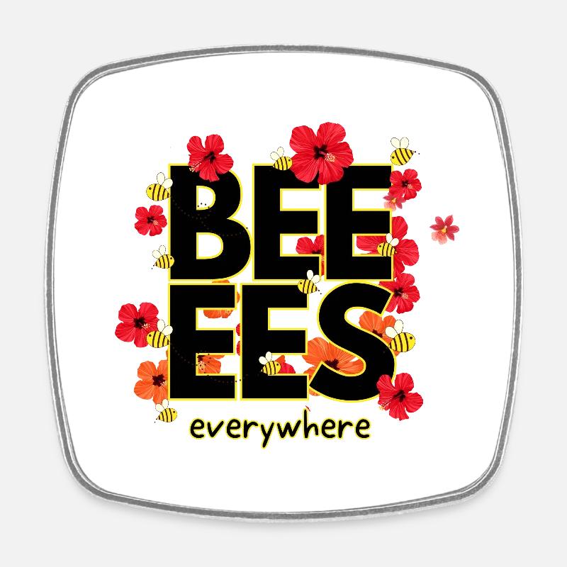 Beeees are everywhere Design - Square fridge magnet - white