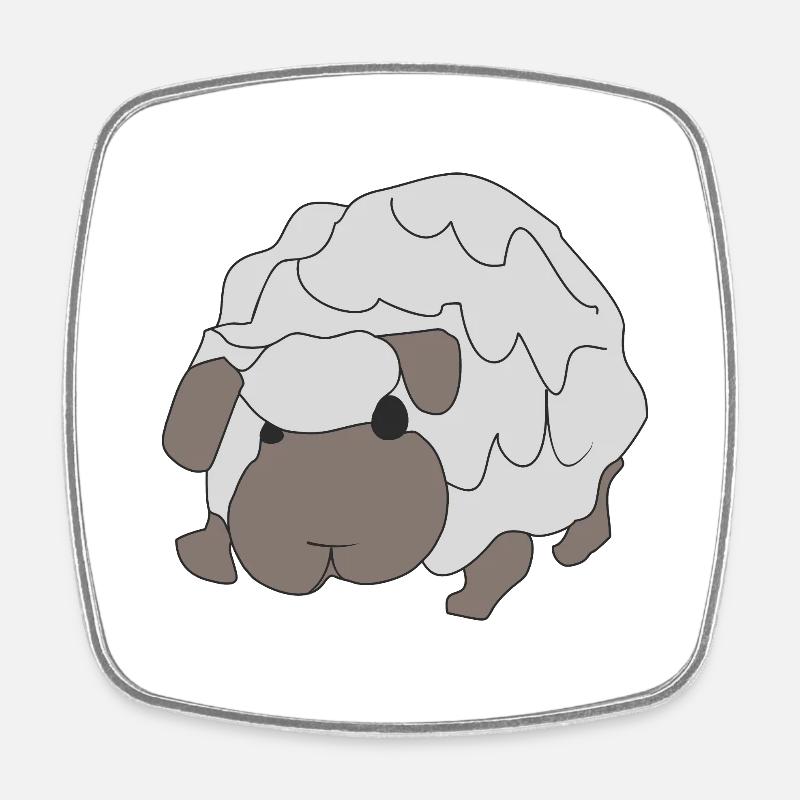 Funny sheep - Square fridge magnet - white
