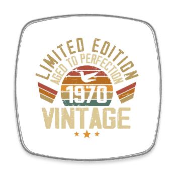 Jahrgang 1970er Retro 1970er Jahre Geburtstagsgeschenk - Viereckiger Kühlschrankmagnet - Weiß - Vorne