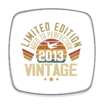 Vintage 2013 Retro Geburtstagsgeschenk 2013 - Viereckiger Kühlschrankmagnet - Weiß - Vorne