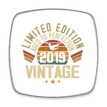 Vintage 2019 Cadeau d’anniversaire 2019 Rétro - Magnet carré - blanc - Devant