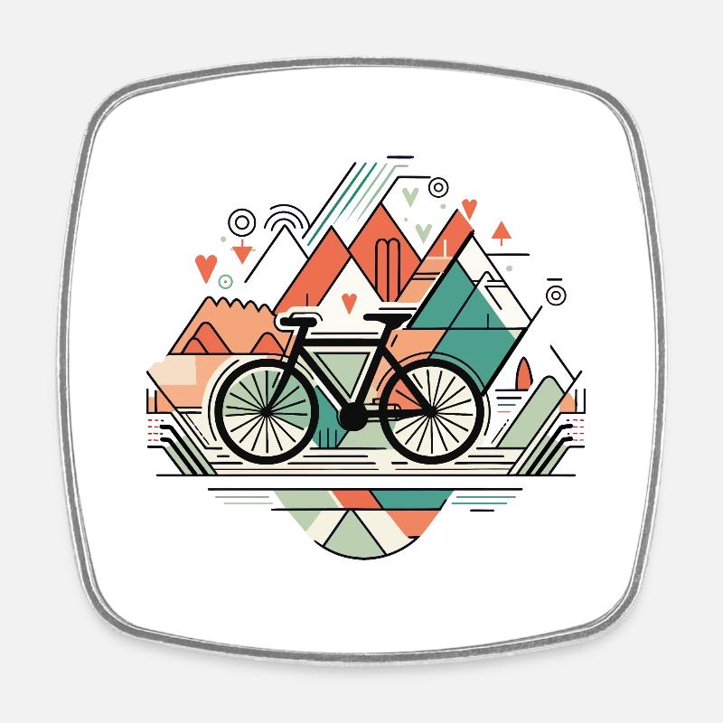 Lignes de vélo minimalistes - Magnet carré - blanc