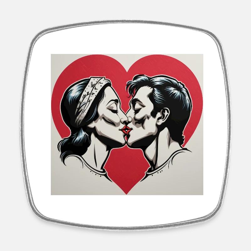 Baiser - Magnet carré - blanc