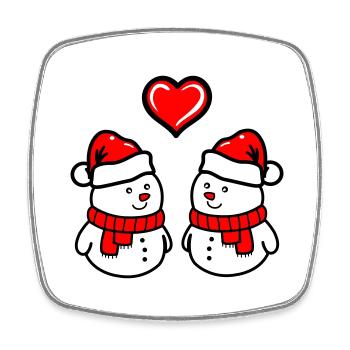 Amour bonhomme de neige - Magnet carré - blanc - Devant