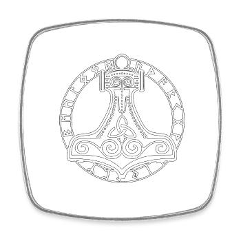 Thors Hammer Runes - Square fridge magnet - white - Front