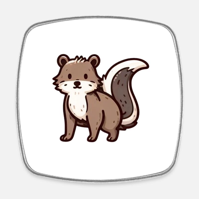 Mouffette mignonne brune - Magnet carré - blanc