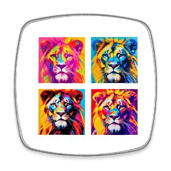 Regal Lion Power: Striking Pop Art Style T-Shirt - Square fridge magnet - white - Front