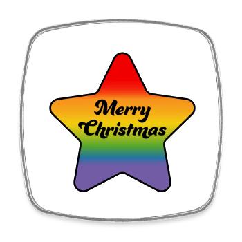 LGBTQI Merry Christmas Regenbogen Stern - Viereckiger Kühlschrankmagnet - Weiß - Vorne
