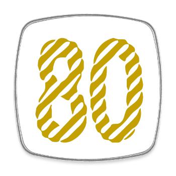 80. 80 YEARS. 80th ANNIVERSARY. 80TH BIRTHDAY. - Square fridge magnet - white - Front