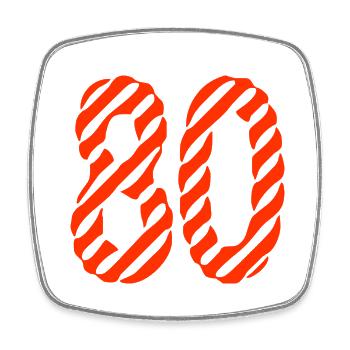80. 80 YEARS. 80th ANNIVERSARY. 80TH BIRTHDAY. - Square fridge magnet - white - Front