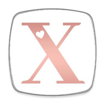 letter X rose gold - Square fridge magnet - white - Front