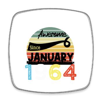 Awesome seit Januar 1964 Jahrgang 60 Jahre Geburtstag - Viereckiger Kühlschrankmagnet - Weiß - Vorne