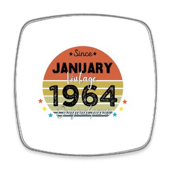 60 Years Old Made In 1964 Vintage January 1964 - Magnet carré - blanc - Devant