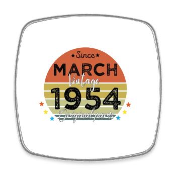 70 Jahre alt Baujahr 1954 Jahrgang März 1954 - Viereckiger Kühlschrankmagnet - Weiß - Vorne