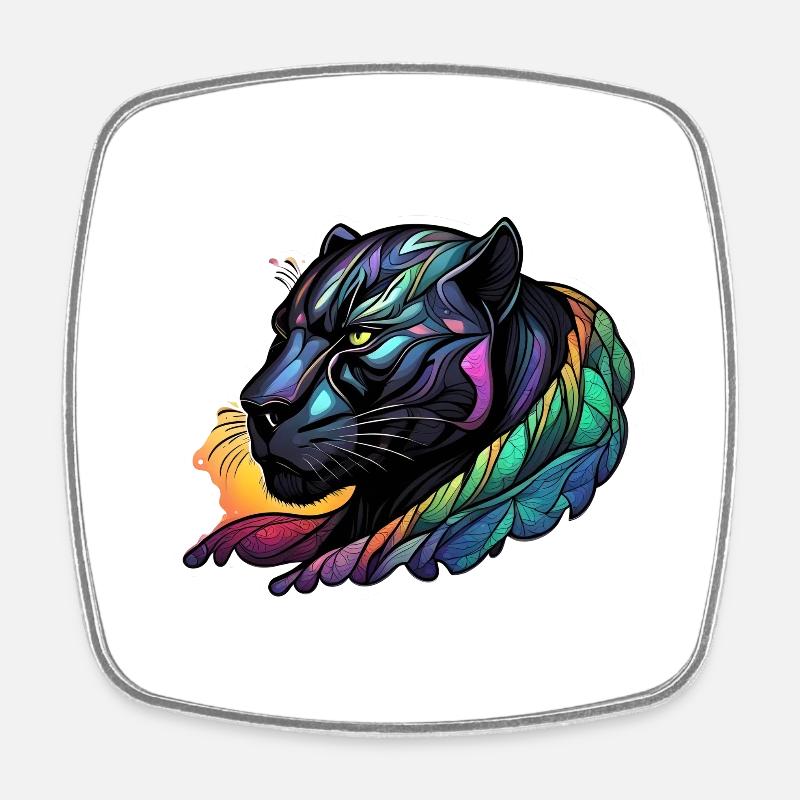 Panther - Square fridge magnet - white