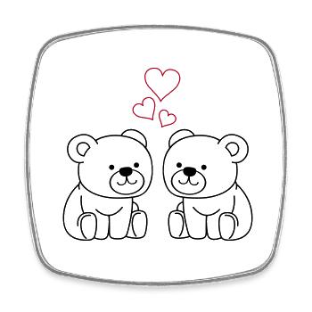 Teddy Bear Love - Square fridge magnet - white - Front
