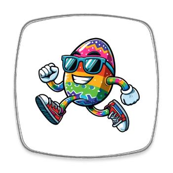 Easter, Egg, Easter Egg, Running, Race, Jogging, Jogger - Square fridge magnet - white - Front