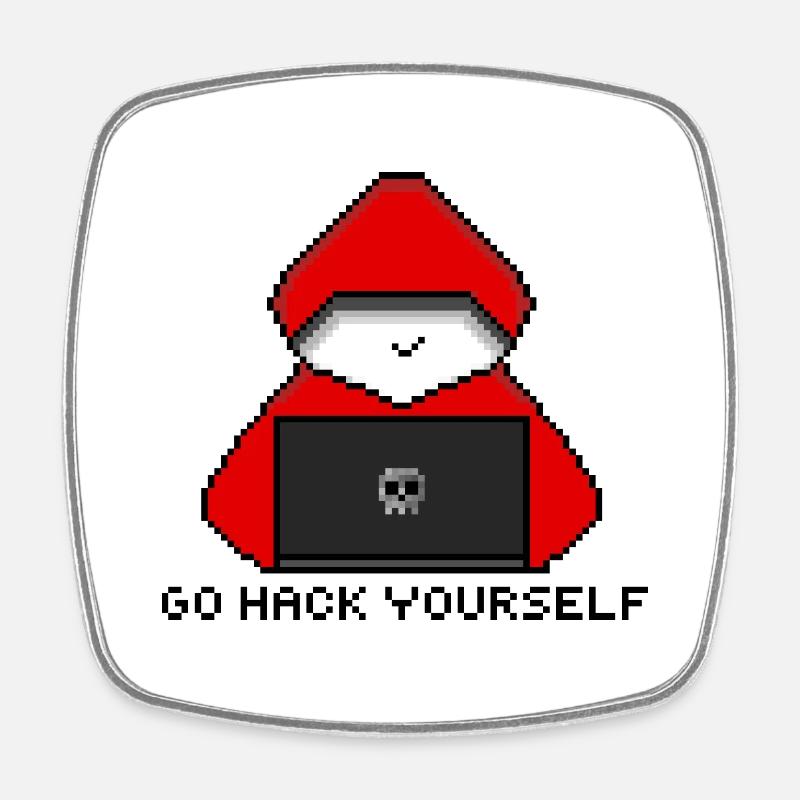 Go Hack Yourself Pixel Art - Viereckiger Kühlschrankmagnet - Weiß