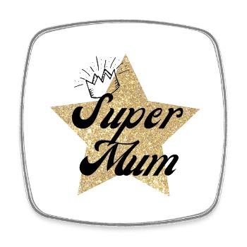 super mum - cadeau maman - Magnet carré - blanc - Devant