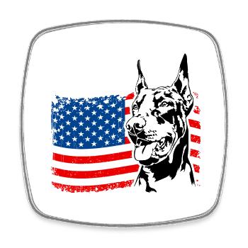 Dobermann Amerika Fahne Hunde Dobie Wilsigns - Viereckiger Kühlschrankmagnet - Weiß - Vorne