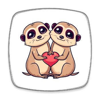 Meerkat Couple Love Couple In Love - Square fridge magnet - white - Front