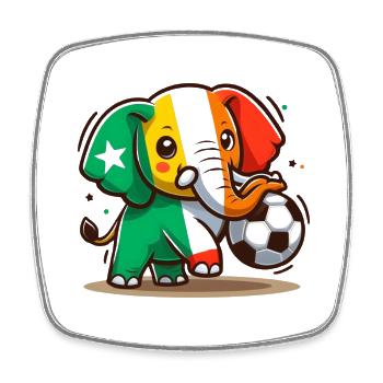 Ivory Coast 2024 Football Elephant Football Jersey - Square fridge magnet - white - Front