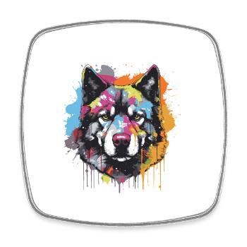 Akita Hund Pop Art Kopf - Viereckiger Kühlschrankmagnet - Weiß - Vorne