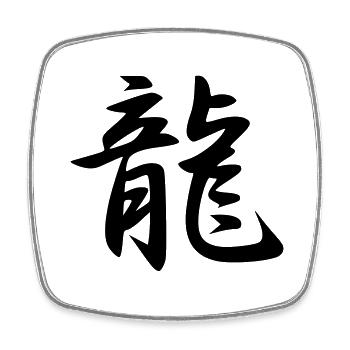 Ryu Kanji (Dragon) - Square fridge magnet - white - Front