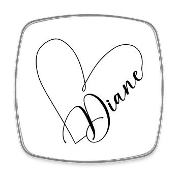 Diane Nom Ligne de coeur - Magnet carré - blanc - Devant