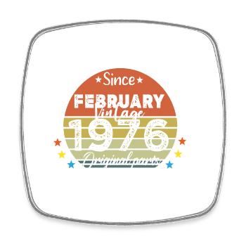 48 Jahre alt Baujahr 1976 Jahrgang Februar 1976 - Viereckiger Kühlschrankmagnet - Weiß - Vorne