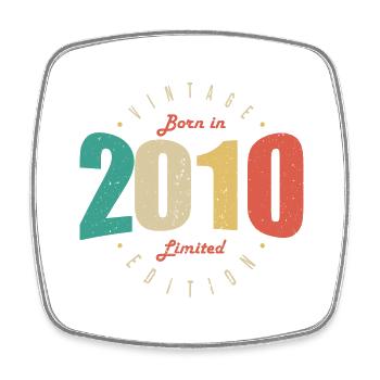 2010 Vintage Retro Anniversary Gift 2010 - Square fridge magnet - white - Front