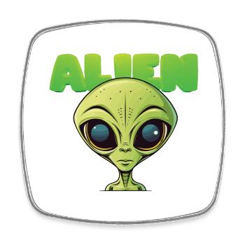 Alienkopf - Viereckiger Kühlschrankmagnet - Weiß - Vorne