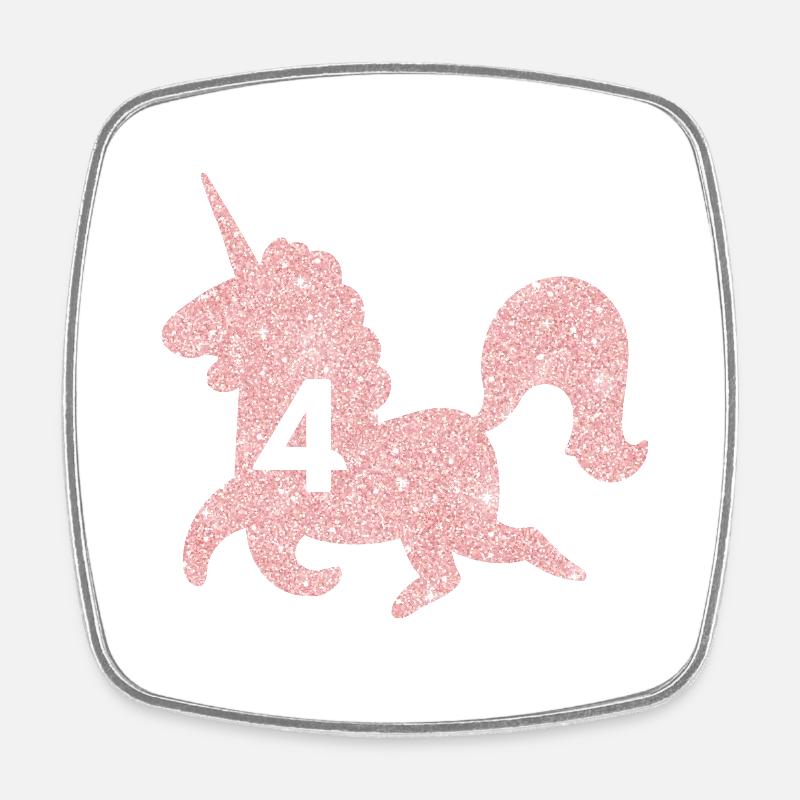 4e anniversaire licorne - Magnet carré - blanc