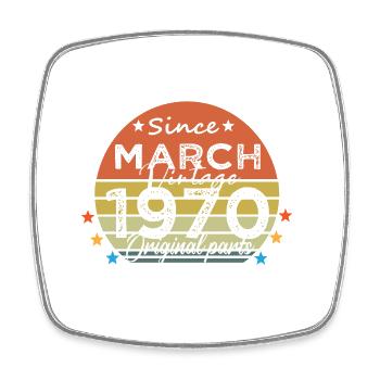 54 Years Old Made In 1970 Vintage March 1970 - Square fridge magnet - white - Front
