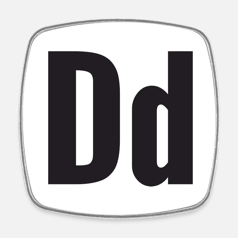 Letter D - Square fridge magnet - white