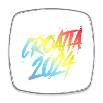 Croatia 2024 Colorful Holiday Team - Square fridge magnet - white - Front