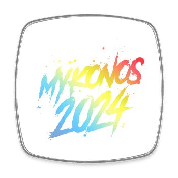 L’équipe colorée des fêtes de Mykonos 2024 - Magnet carré - blanc - Devant