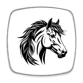 Portrait de cheval - Magnet carré - blanc - Devant